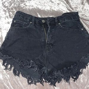Garage | Black Acid Wash Denim Shorts